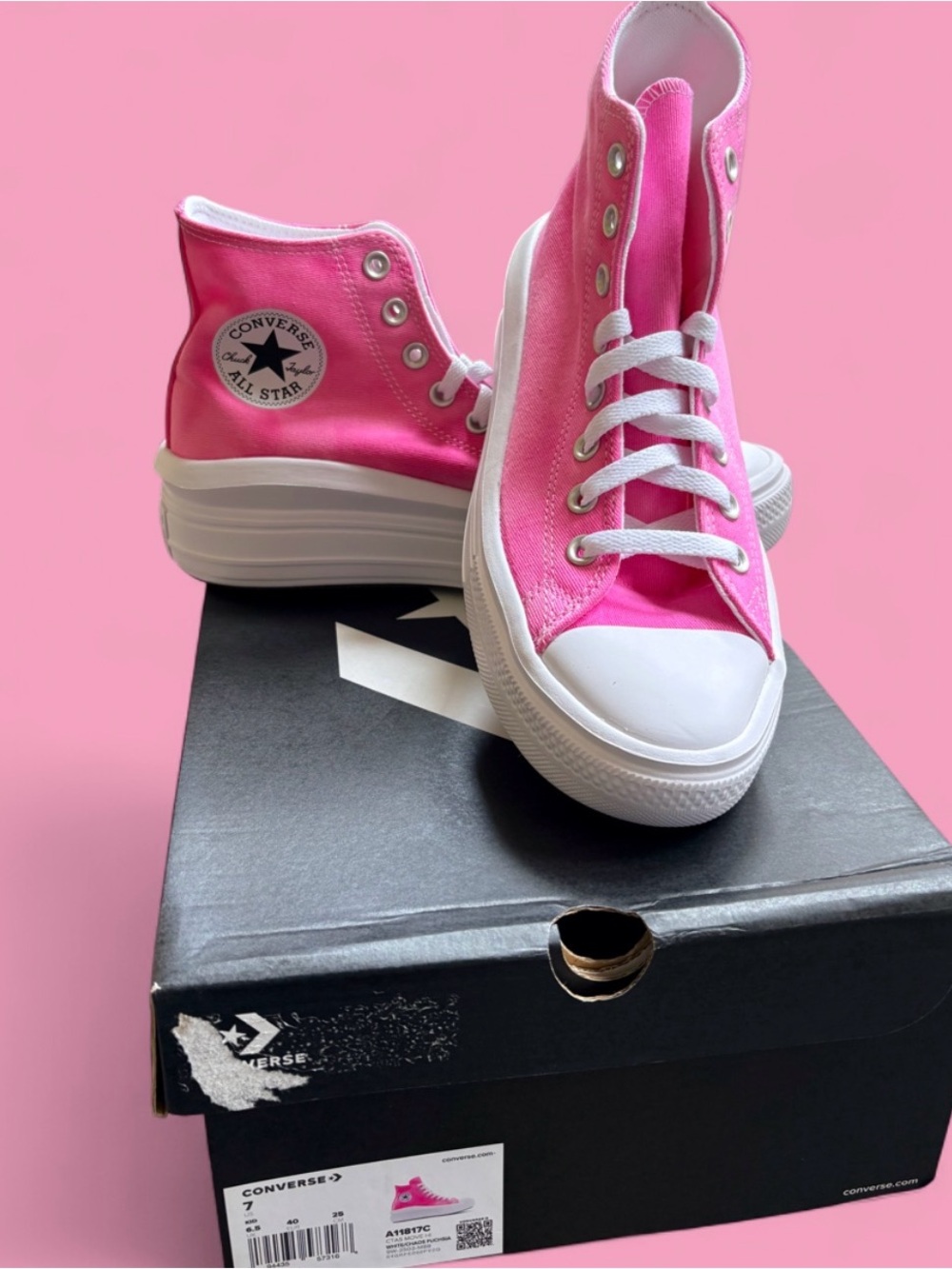 Converse Hot Pink Platform Chuck Taylor High-Top Sneakers